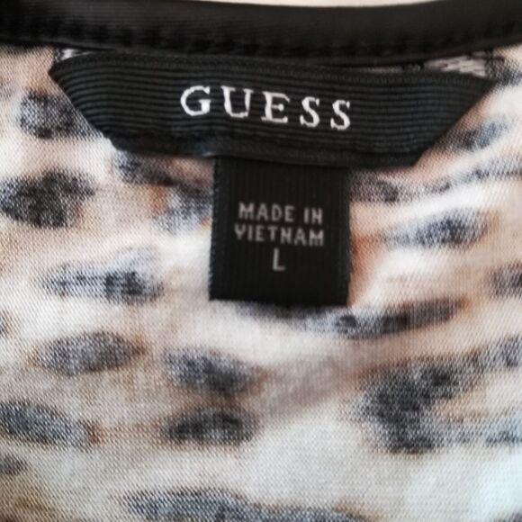 Guess Animal Print and Faux Leather Top - Picture 6 of 11